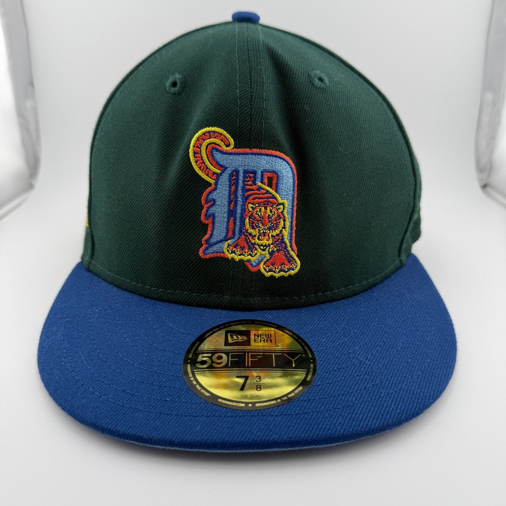 New Era 59FIFTY Detroit Tigers Cooperstown Hat 7 3/8 Green Blue 2000 Side Patch